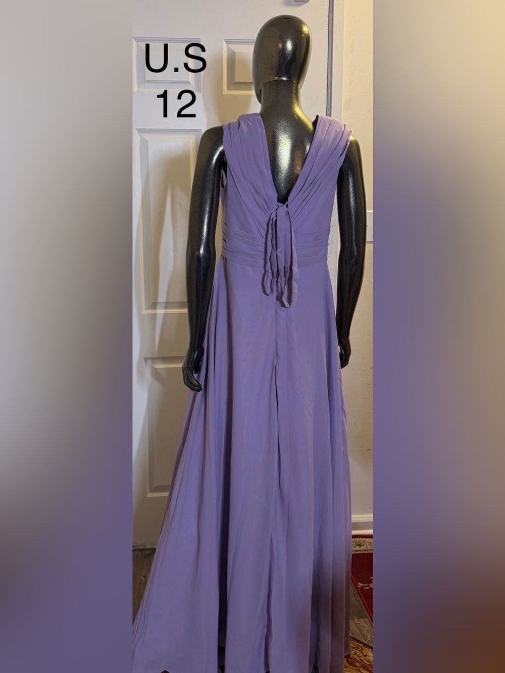 Elegant Lavender V-Neck Maxi Dress